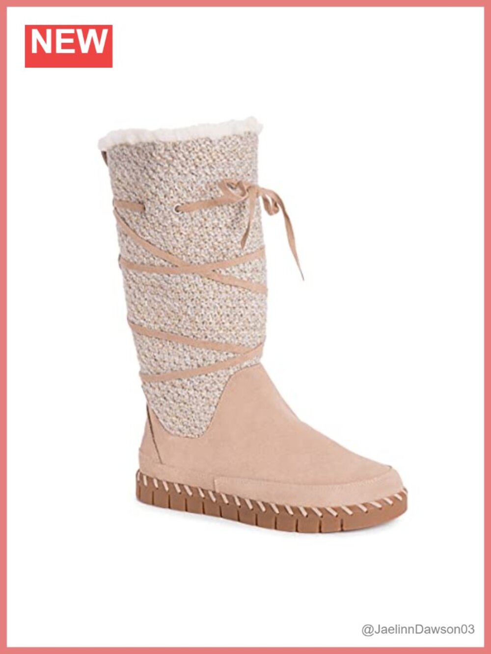 Women's Mid-Calf Leather Boots with Faux Fur Trim, Water Resistant